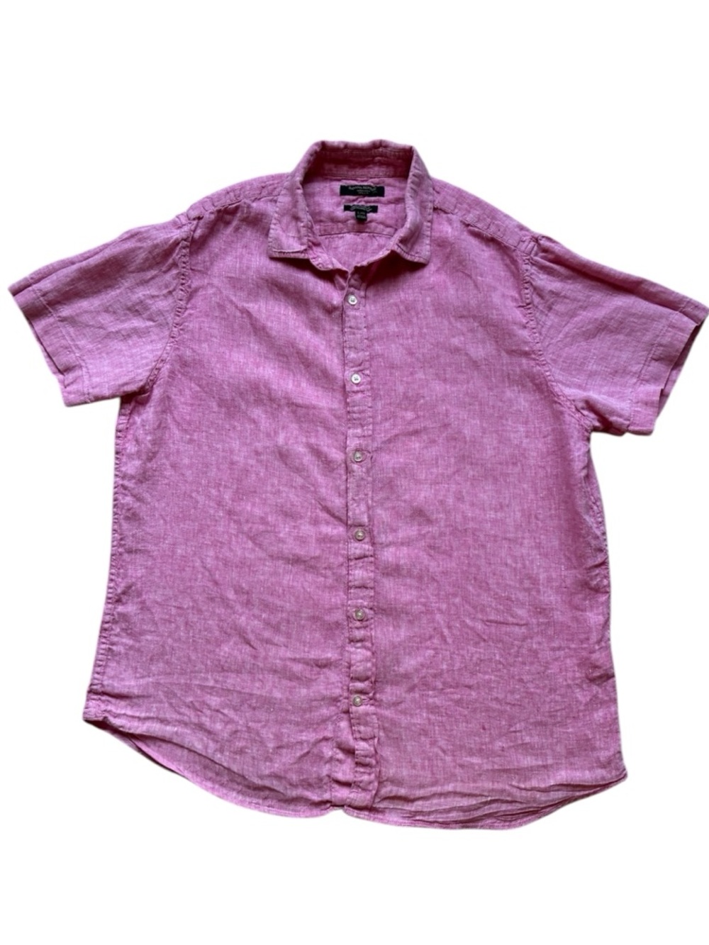 Banana Republic Men's Pink 100% Linen Camden Fit Short Sleeve Shirt Size Large
